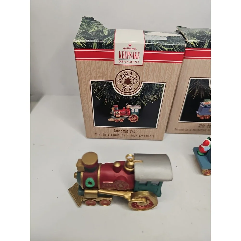 1991 Hallmark Keepsake Claus & Co RR Train Ornament Complete Set of 4 w/ Boxes